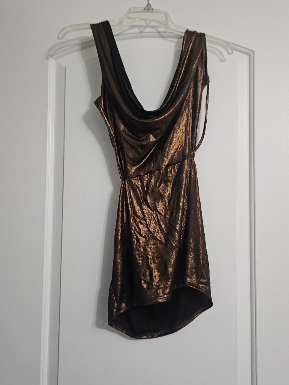 Bronze Metalic Sexy Halter Backless Dress